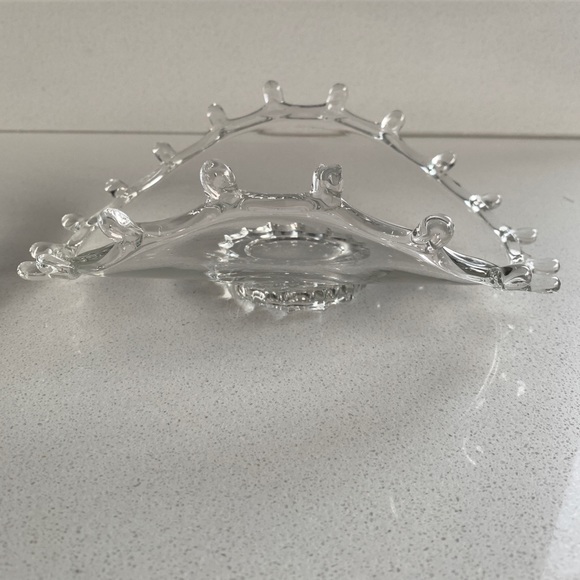 *Chipped* Curlicue Edge Curved Glass Footed Candy Dish [Free If You Bundle $25+] - Picture 7 of 9